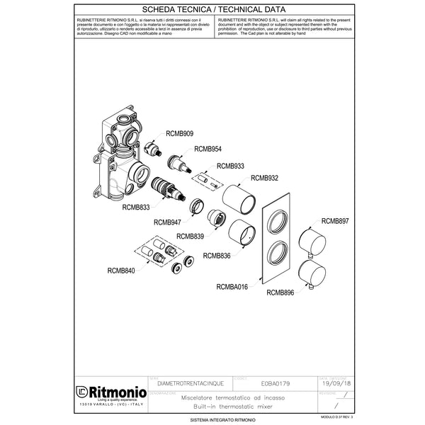 Ritmonio Diametro35-S Washbasin tap low 127mm