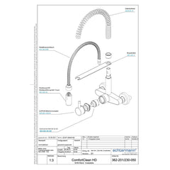 Echtermann Comfort CLEAN wall model 1-lever low installation height stainless steel stainless steel