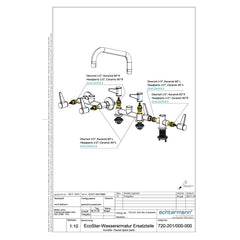 Echtermann ECOSTAR 2-greeps mengkraan 1-gats met draaibare uitloop A=254mm H=132mm RVS 304 Artikel nummer 720-101/255-130
