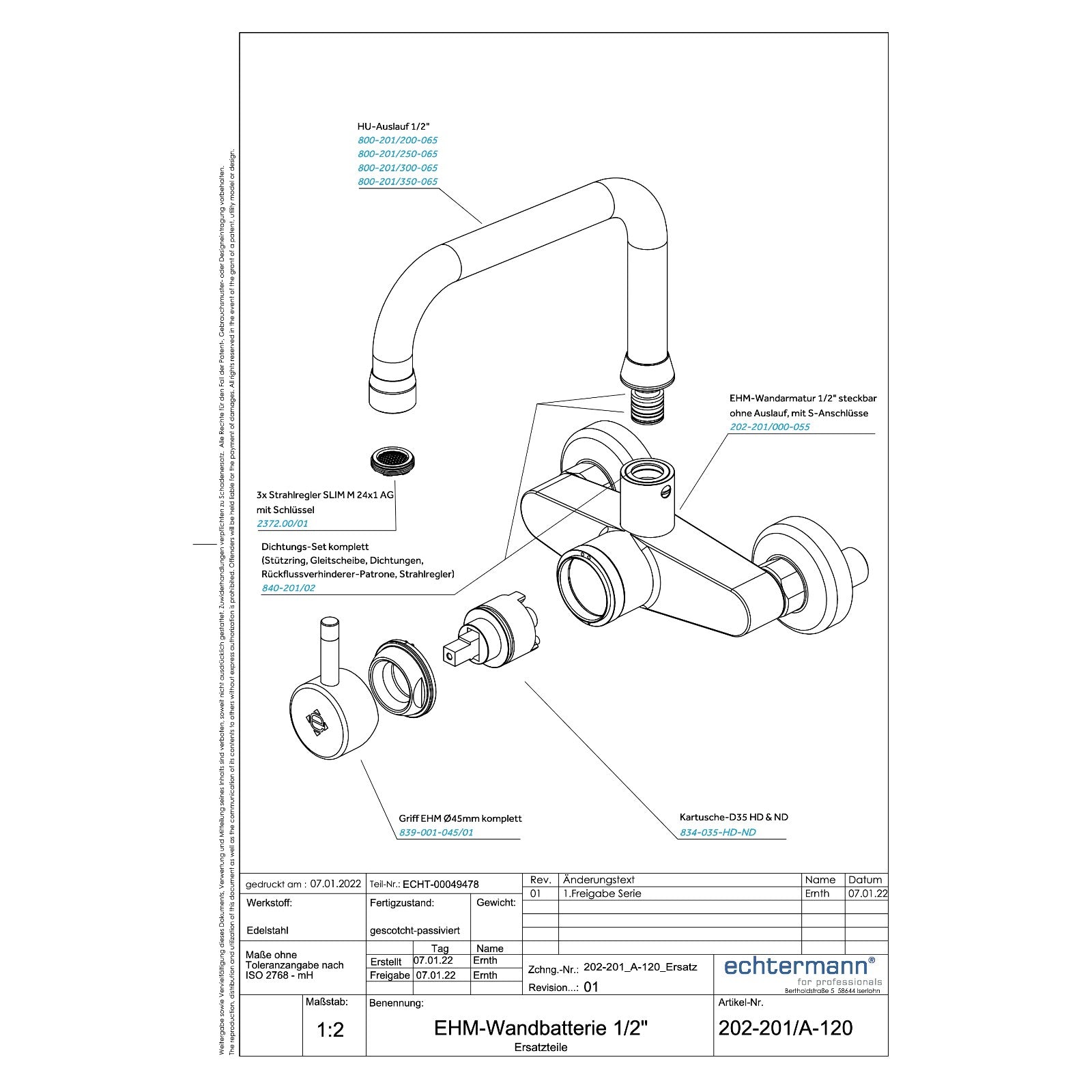 Onderdelentekening Echtermann Gastro 202-201 A-120
