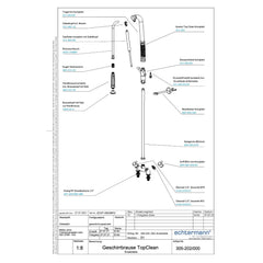 Echtermann Top Clean voorspoeldouche 2-gats bladmodel 2-greeps RVS Artikel nummer 305-202/000