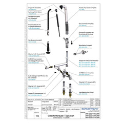 Echtermann Top Clean voorspoeldouche 2-gats bladmodel 2-greeps met tussenkraan RVS Artikel nummer 305-202/220-285