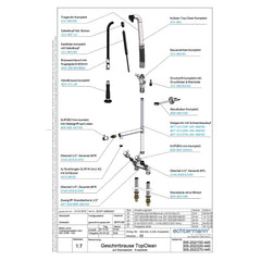 Echtermann Top Clean voorspoeldouche 2-gats bladmodel 2-greeps met tussenkraan RVS Artikel nummer 305-202/220-440
