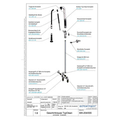 Echtermann Top Clean voorspoeldouche 2-gats bladmodel 2-greeps laag model RVS Artikel nummer 305-204/000