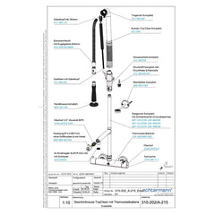 Echtermann Top Clean voorspoeldouche wandmodel met thermostaat en tussenkraan RVS Artikel nummer 310-202/220-215