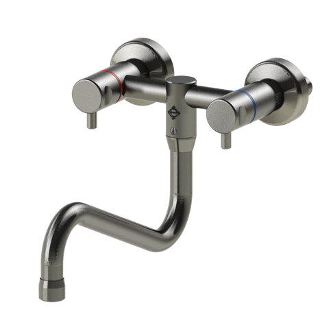 Echtermann Gastro 2-greeps wandmengkraan 1/2" met zwenkuitloop A=300mm H=150mm RVS Artikel nummer 208-203/02/300-150