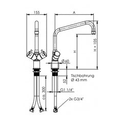Echtermann Gastro 2-greeps mengkraan 3/4