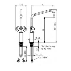 Echtermann Gastro 2-greeps mengkraan 3/4