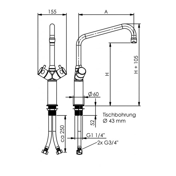 Echtermann Gastro 2-greeps mengkraan 3/4