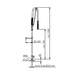 Echtermann Top Clean voorspoeldouche 1-gats bladmodel 1-greeps RVS Artikel nummer 303-102/000