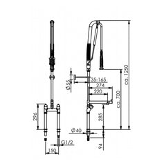 Echtermann Top Clean voorspoeldouche 2-gats bladmodel 2-greeps met tussenkraan RVS Artikel nummer 305-202/220-285