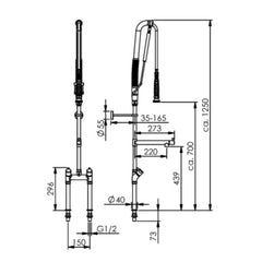 Echtermann Top Clean voorspoeldouche 2-gats bladmodel 2-greeps met tussenkraan RVS Artikel nummer 305-202/220-440