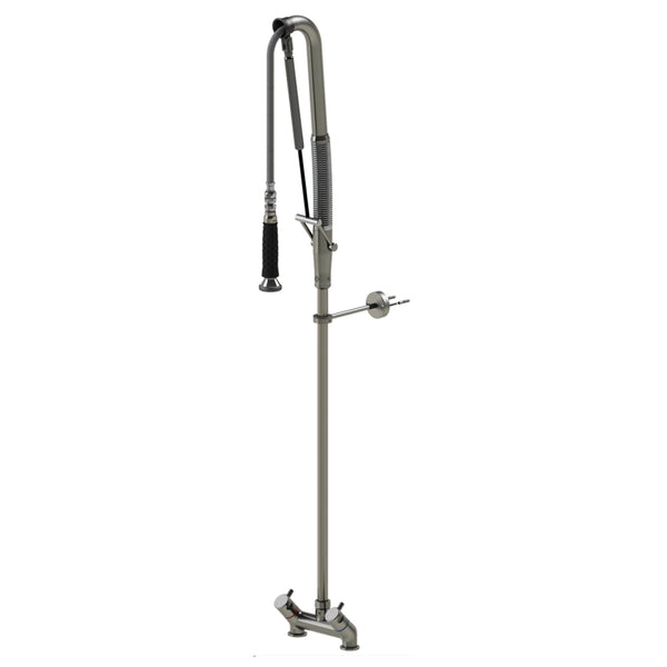 Echtermann Top Clean voorspoeldouche 2-gats bladmodel 2-greeps laag model RVS Artikel nummer 305-204/000