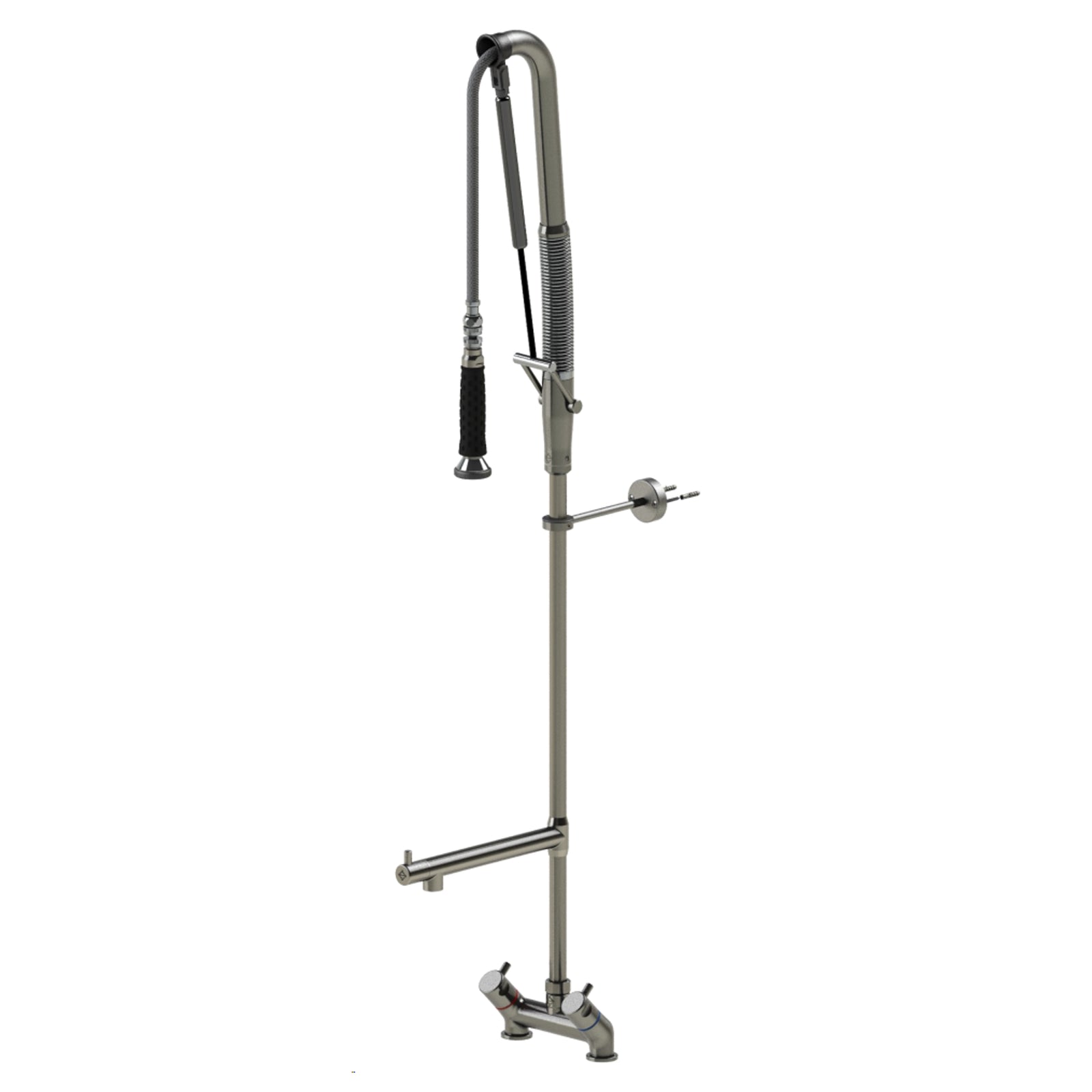 Echtermann Top Clean voorspoeldouche 2-gats bladmodel 2-greeps met tussenkraan laag model RVS Artikel nummer 305-204/220-245