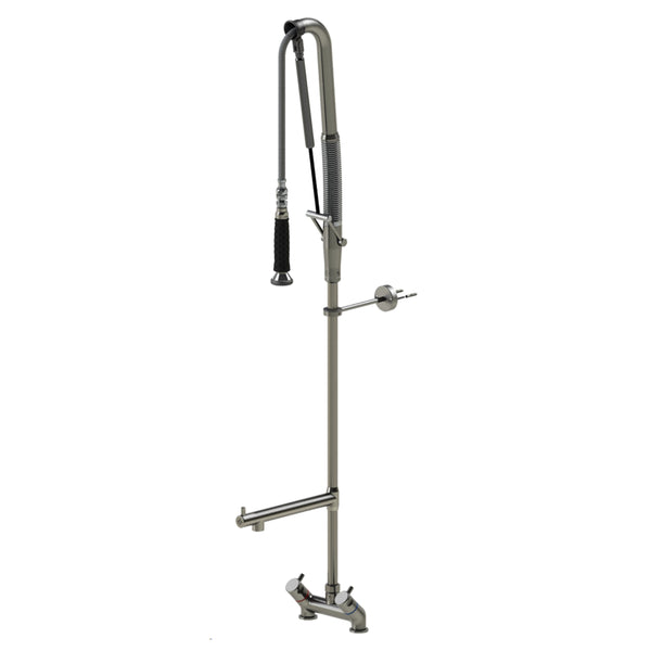 Echtermann Top Clean voorspoeldouche 2-gats bladmodel 2-greeps met tussenkraan laag model RVS Artikel nummer 305-204/220-245