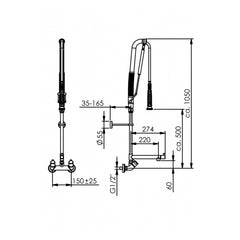 Echtermann Top Clean voorspoeldouche wandmodel 2-greeps met tussenkraan RVS Artikel nummer 306-202/270-060