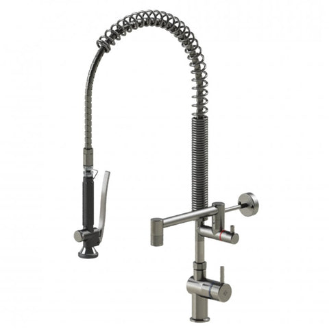 Echtermann Smart Clean voorspoeldouche 1-gats bladmodel 1-hendel met tussenkraan RVS Artikel nummer 341-102/200-225