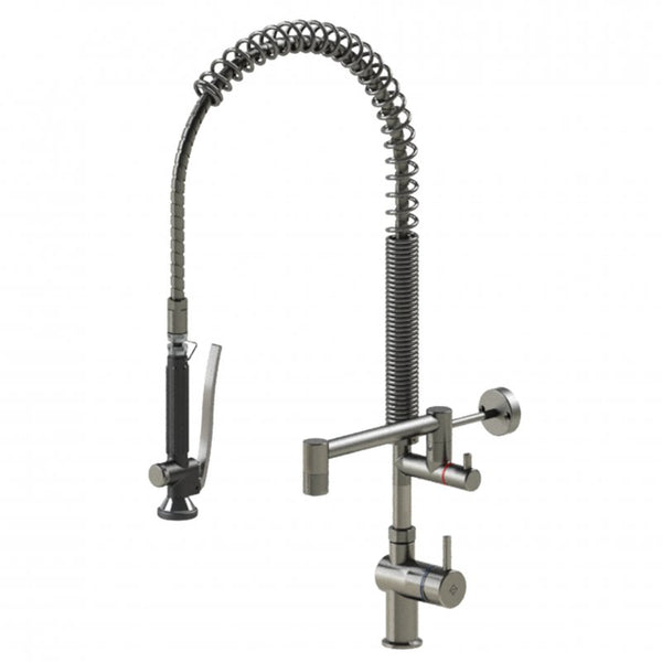Echtermann Smart Clean voorspoeldouche 1-gats bladmodel 1-hendel met tussenkraan RVS Artikel nummer 341-102/200-225