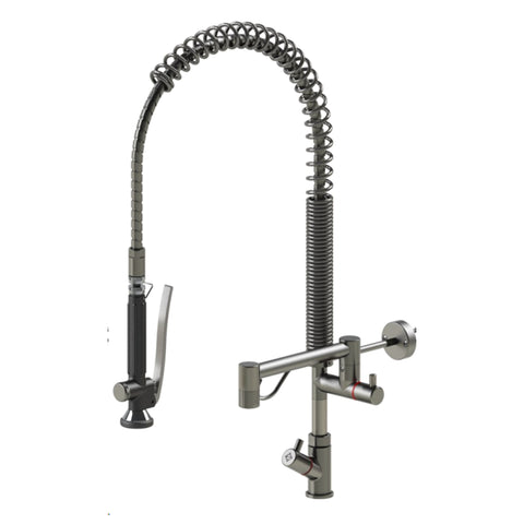 Echtermann Smart Clean voorspoeldouche 1-gats bladmodel 1-greeps met tussenkraan RVS Artikel nummer 343-102/250-180