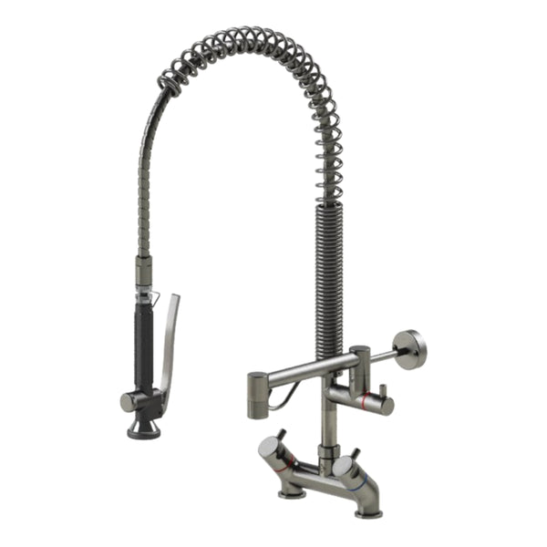 Echtermann Smart Clean voorspoeldouche 2-gats bladmodel 2-greeps met tussenkraan RVS Artikel nummer 345-204/250-175