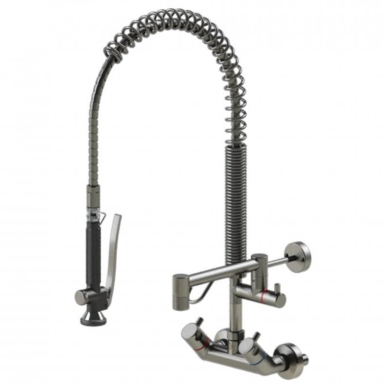 Echtermann Smart Clean voorspoeldouche wandmodel 2-greeps met tussenkraan RVS Artikel nummer 346-202/200-140