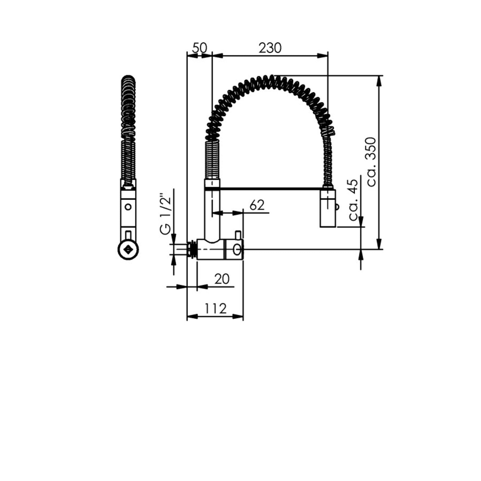 Echtermann Comfort Clean wand-zwenkventiel 1-greeps lage bouwhoogte RVS Artikel nummer 368-201/230-045