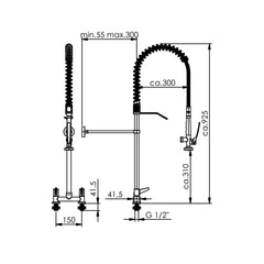 Echtermann ECOSTAR voorspoeldouche 2-gats bladmodel zonder tussenkraan RVS 304 Artikel nummer 700-201/000