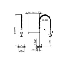 Echtermann ECOSTAR voorspoeldouche wandmodel zonder tussenkraan RVS 304 Artikel nummer 701-201/000