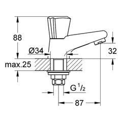 Maattekening Grohe Costa Trend toiletkraan
