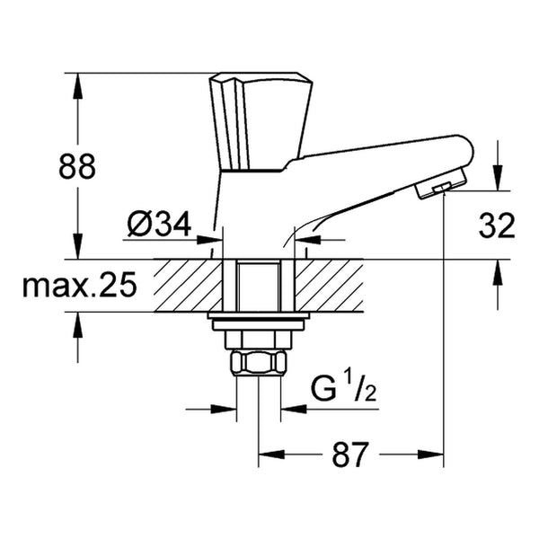 Maattekening Grohe Costa Trend toiletkraan