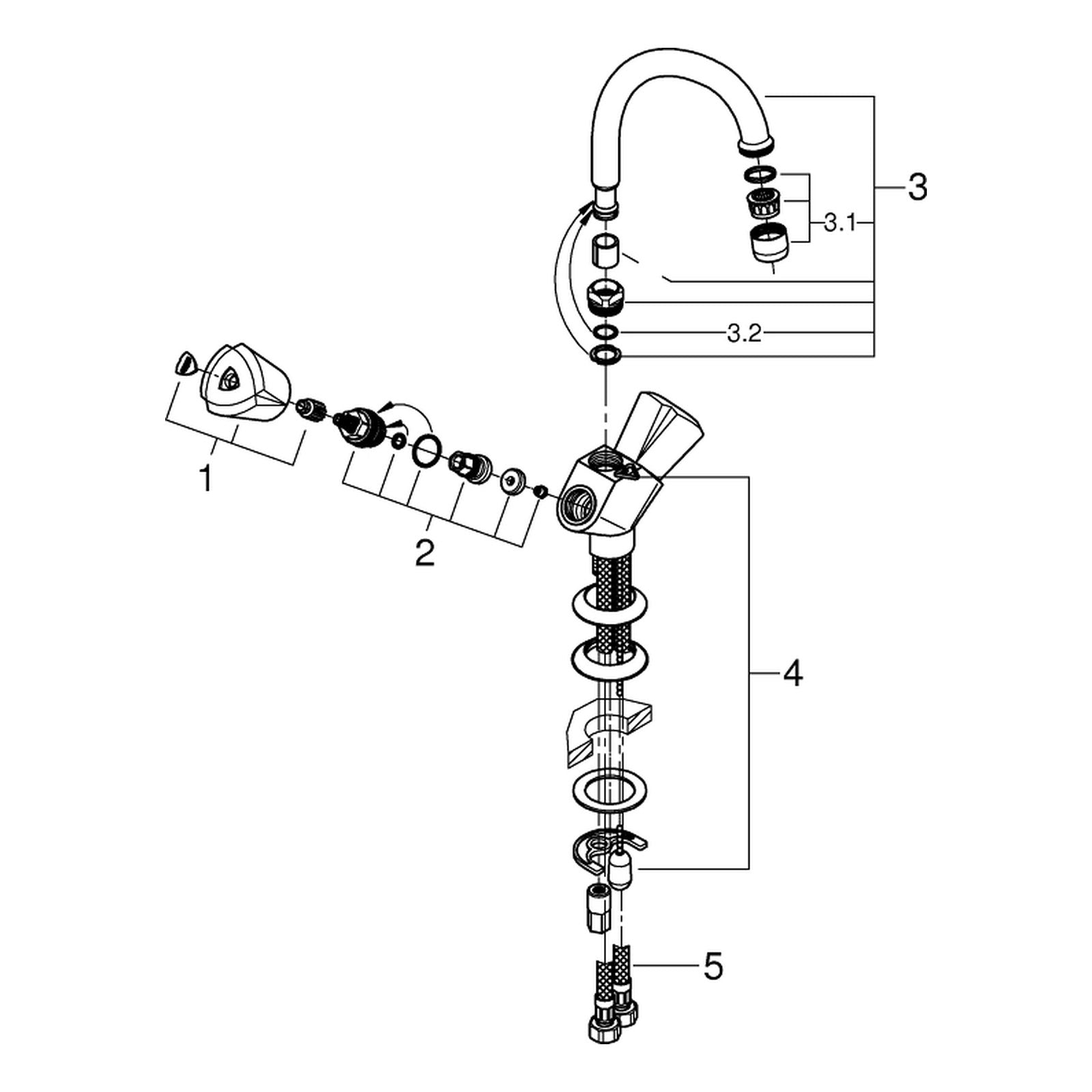 Onderdelentekening Grohe Costa Trend wastafelmengkraan L-Size