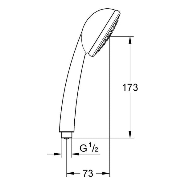 Maattekening Grohe Vitalio Trend 90 handdouche 1 straalsoort