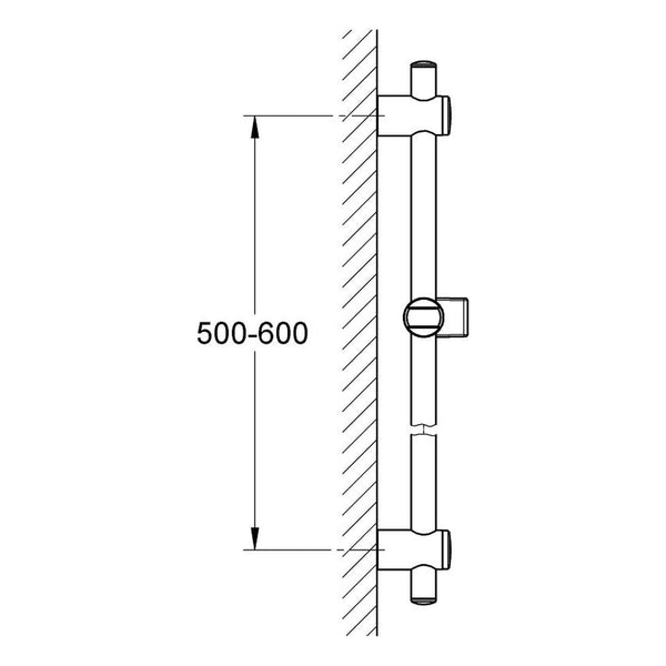 Maattekening Grohe Vitalio trend glijstang, 600 mm