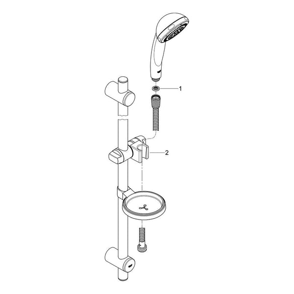 Onderdelentekening Grohe Vitalio Trend Plus 100 doucheset 4 straalsoorten