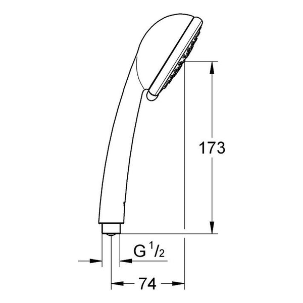 Maattekening Grohe Vitalio Trend 90 handdouche 2 straalsoorten