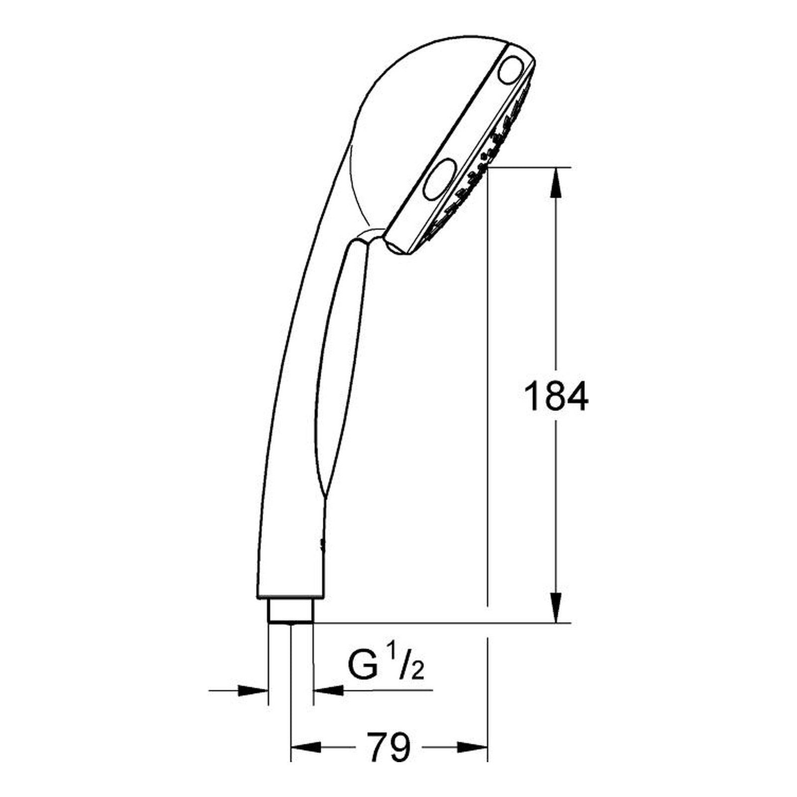 Maattekening Grohe Vitalio Comfort 100 handdouche 3 straalsoorten