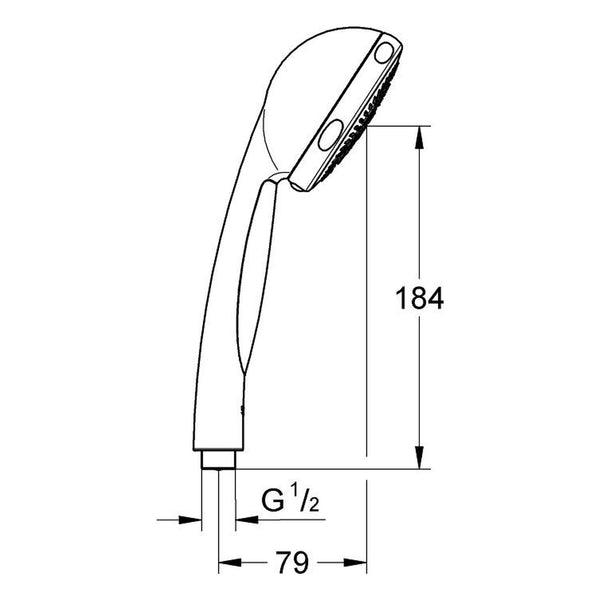 Maattekening Grohe Vitalio Comfort 100 handdouche 4 straalsoorten