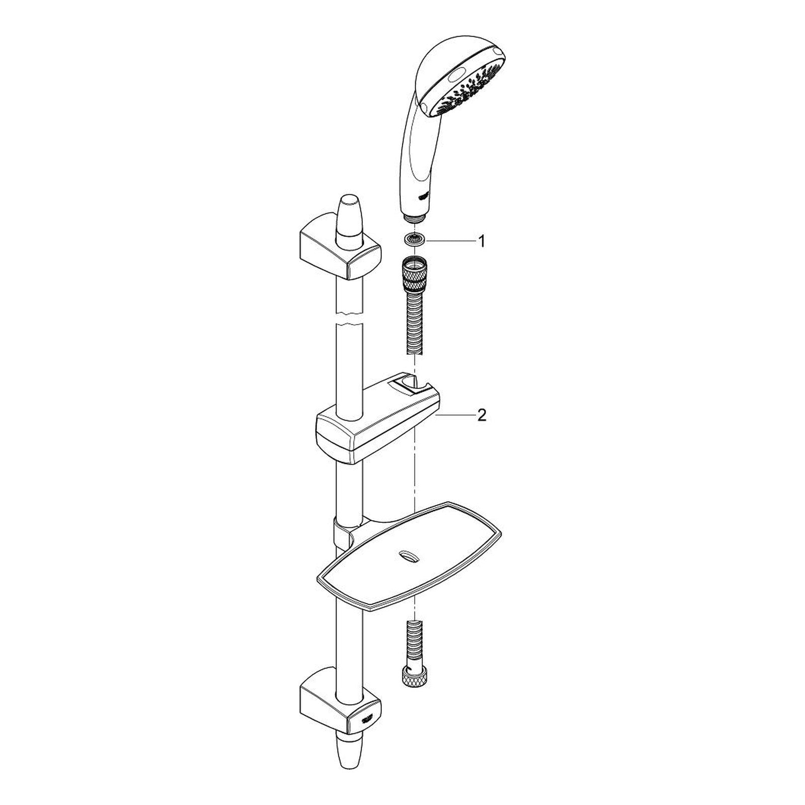Onderdelentekening Grohe Vitalio Comfort 100 doucheset 3 straalsoorten