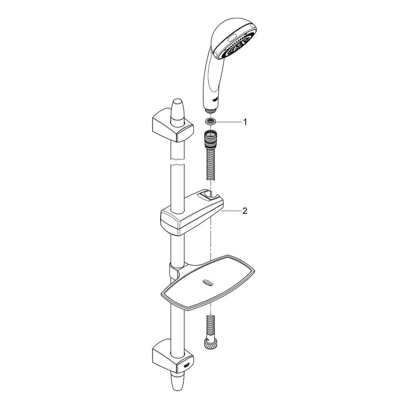 Onderdelentekening Grohe Vitalio Comfort 100 doucheset 4 straalsoorten