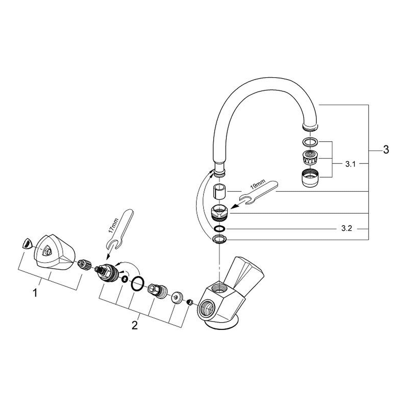 Onderdelentekening Grohe Costa L keukenmengkraan