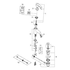 Onderdelentekening Grohe Wave wastafelmengkraan