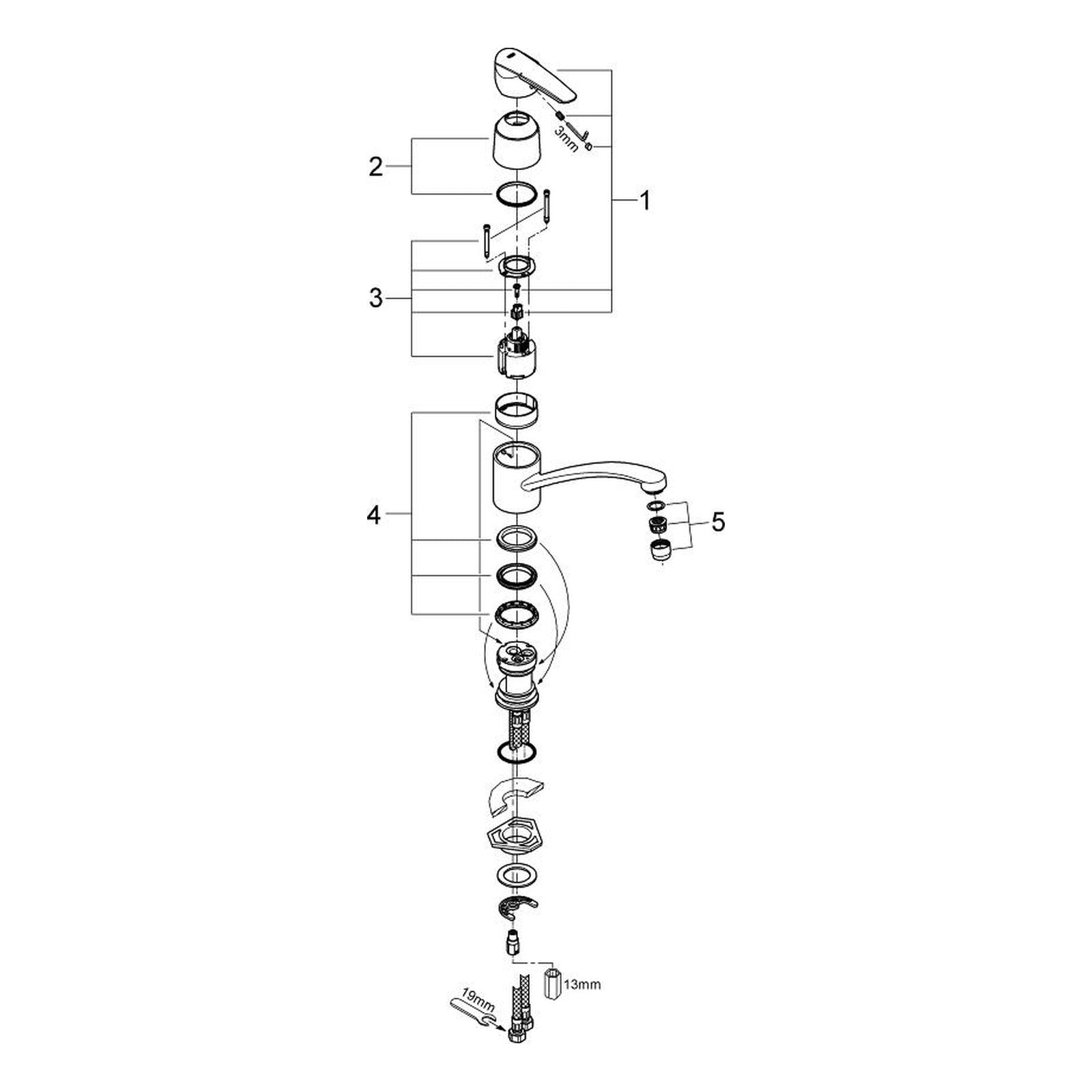 Onderdelentekening Grohe Wave keukenmengkraan 2006–2008