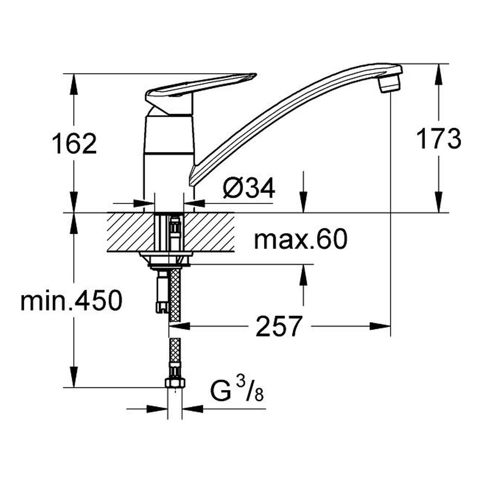 Maattekening Grohe Touch keukenmengkraan