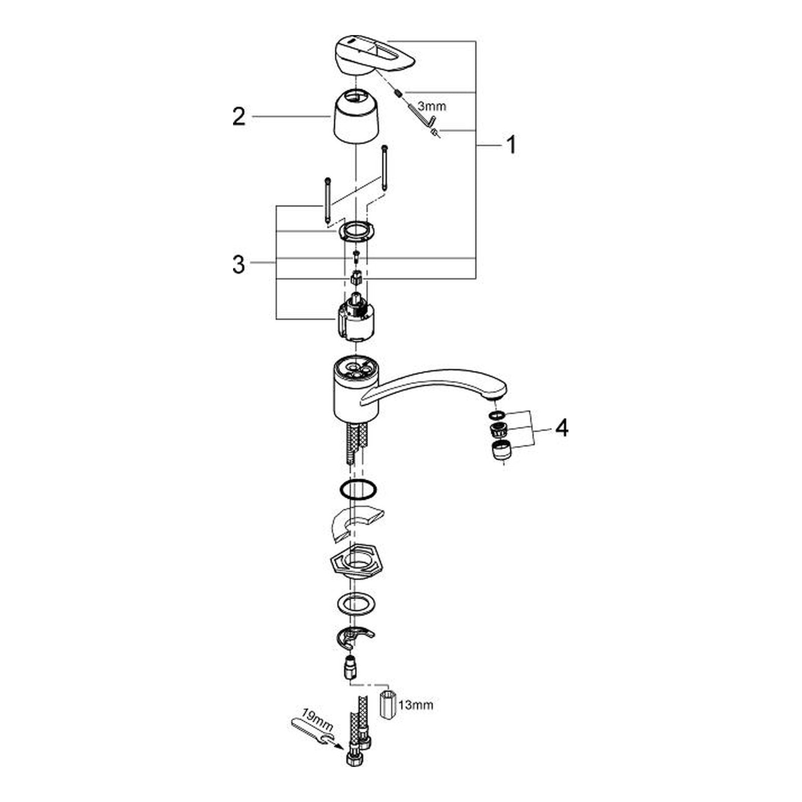 Onderdelentekening Grohe Touch keukenmengkraan 2006–2012