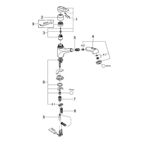 Onderdelentekening Grohe Touch keukenmengkraan