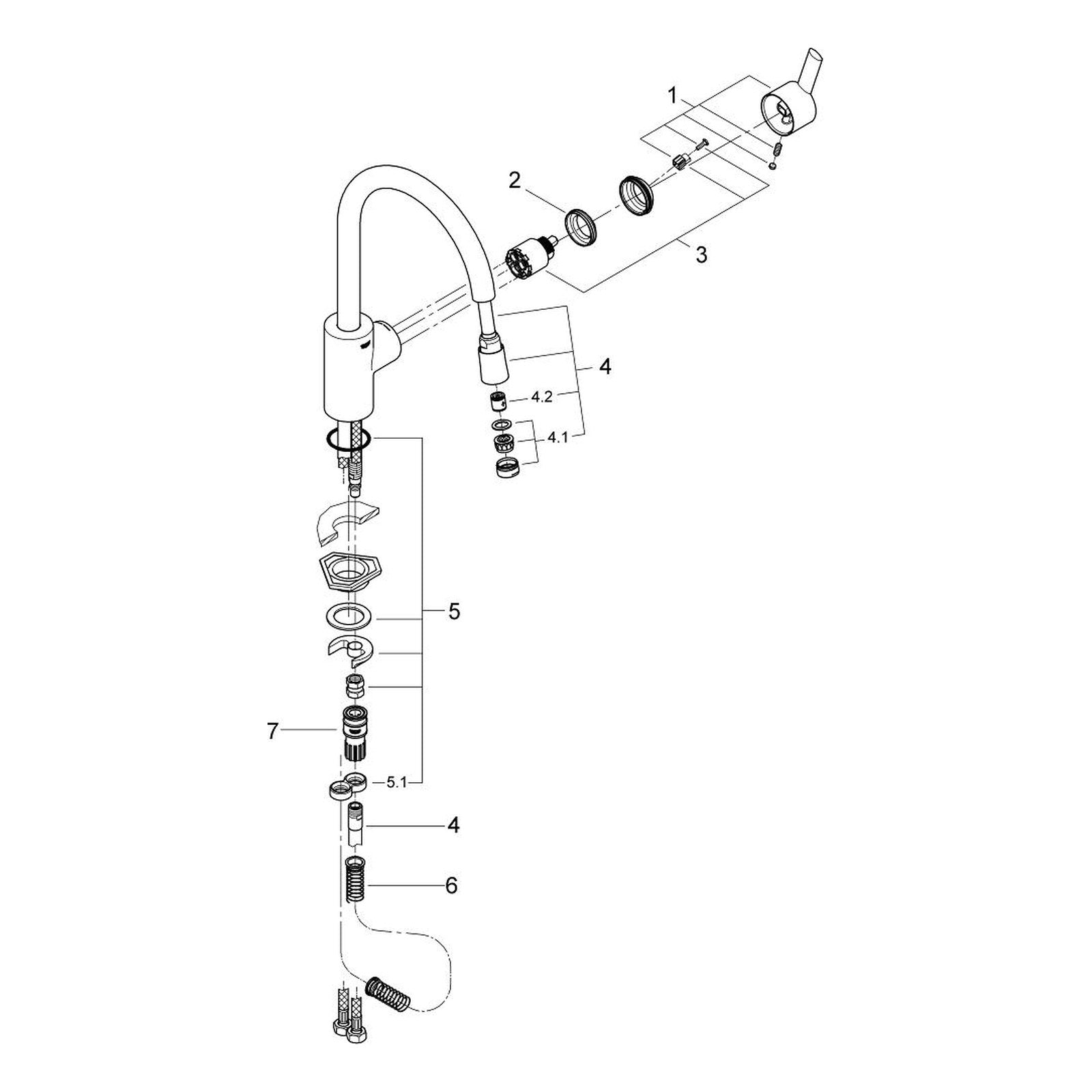 Onderdelentekening Grohe Feel keukenmengkraan 2013–2015