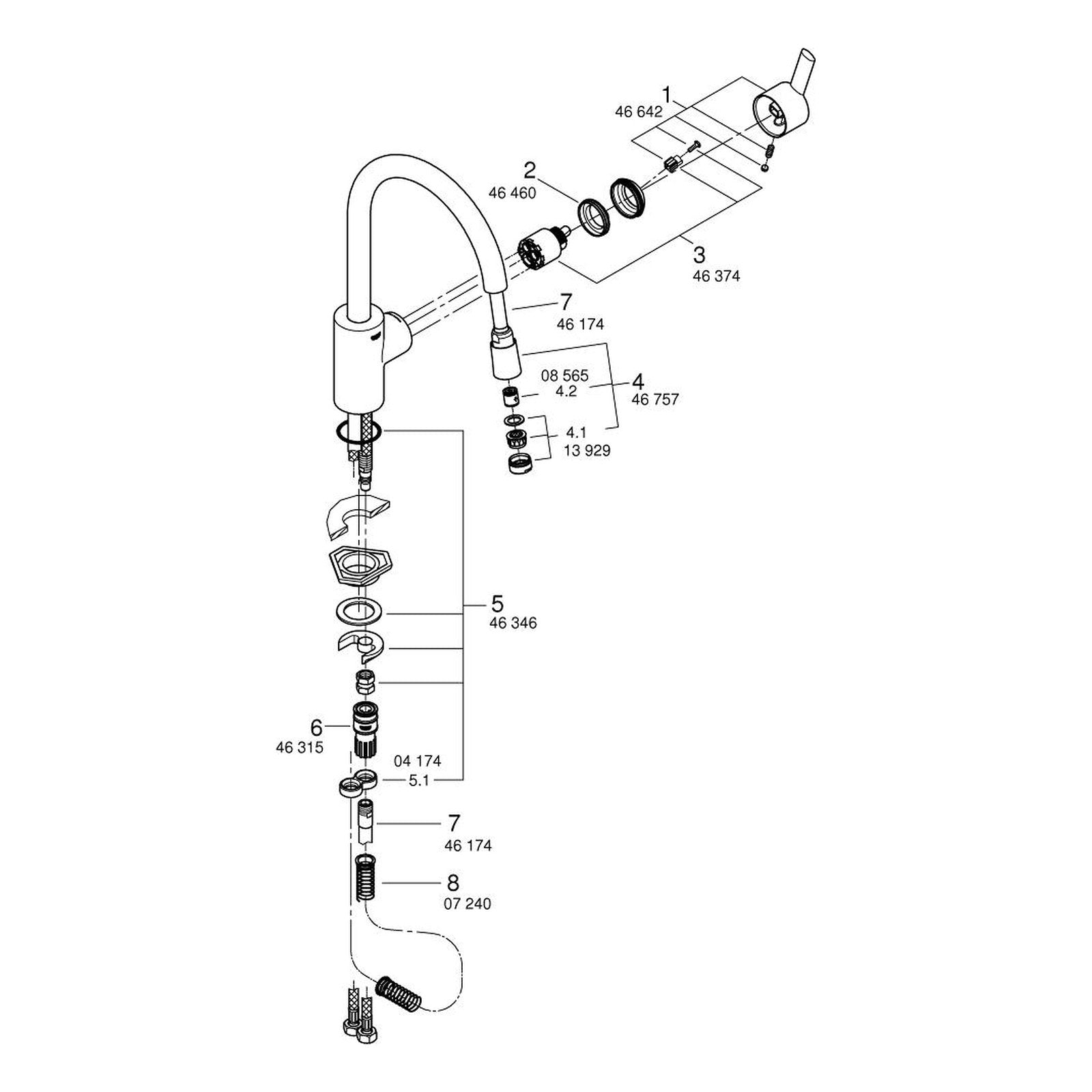 Onderdelentekening Grohe Feel keukenmengkraan 2015–2016