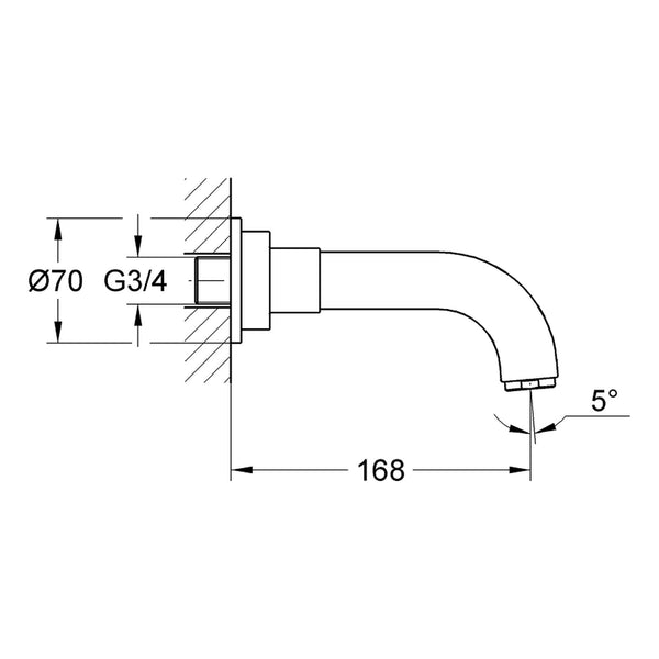 Maattekening Grohe Atrio baduitloop