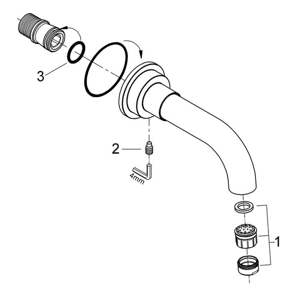 Onderdelentekening Grohe Atrio baduitloop