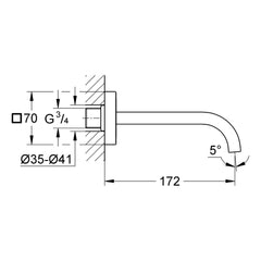 Maattekening Grohe Allure baduitloop